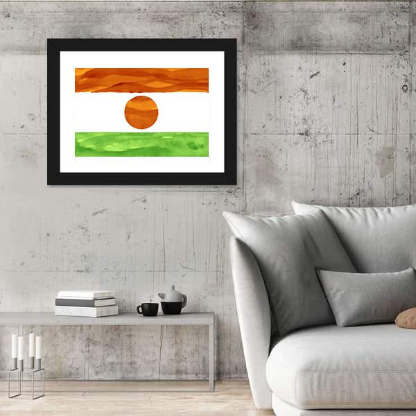 Painted Flag Of Niger Canvas Wall Art-5 Horizontal-Gallery Wrap-22" x 12"-Tiaracle