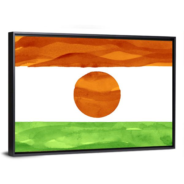 Painted Flag Of Niger Canvas Wall Art-5 Horizontal-Gallery Wrap-22" x 12"-Tiaracle