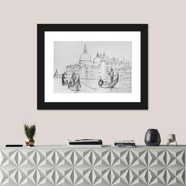 Painting Of Venice Italy Canvas Wall Art-1 Piece-Framed Print-20" x 16"-Tiaracle