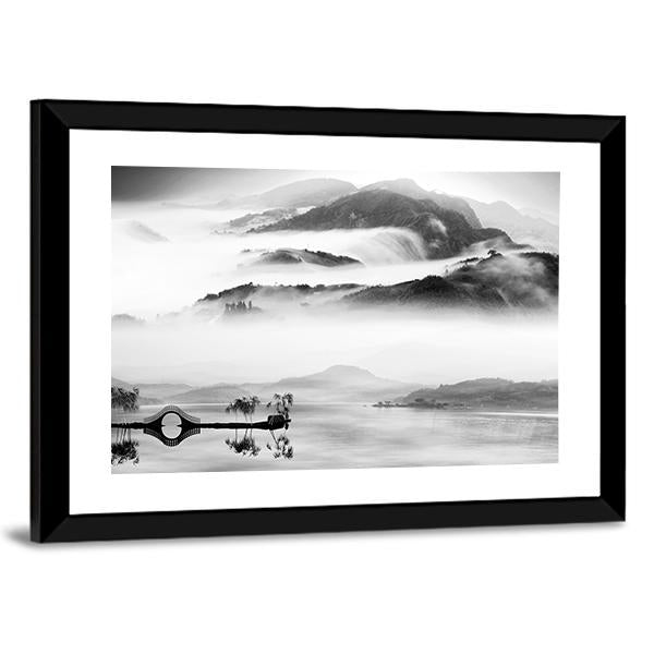 Painting Style Of Chinese Landscape Canvas Wall Art-3 Horizontal-Gallery Wrap-25" x 16"-Tiaracle
