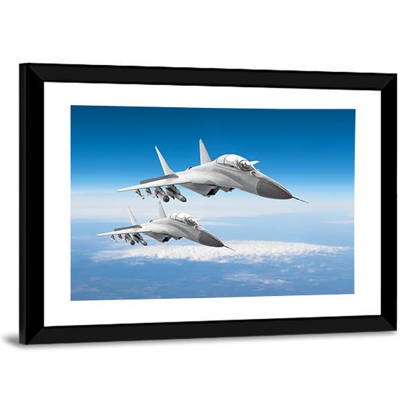 Pair Of Military Fighters Jet Aircraft Canvas Wall Art-5 Horizontal-Gallery Wrap-22" x 12"-Tiaracle