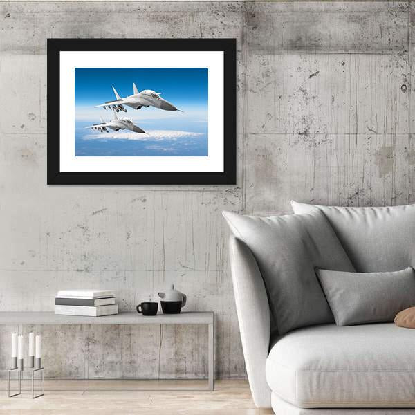 Pair Of Military Fighters Jet Aircraft Canvas Wall Art-5 Horizontal-Gallery Wrap-22" x 12"-Tiaracle