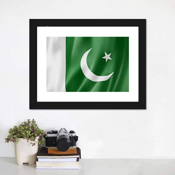 Pakistan Flag Canvas Wall Art-1 Piece-Framed Print-20" x 16"-Tiaracle