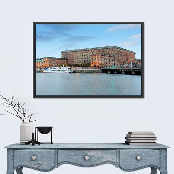 Palace In Stockholm Canvas Wall Art-1 Piece-Floating Frame-24" x 16"-Tiaracle