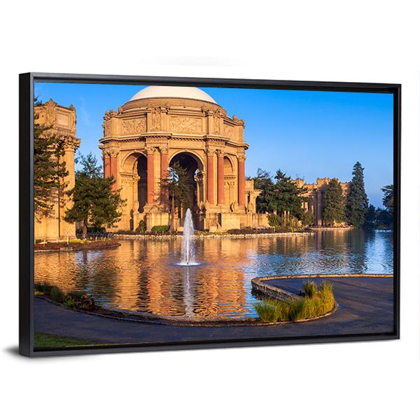 Palace Of Fine Arts With Lagoon And Fountain Canvas Wall Art-3 Horizontal-Gallery Wrap-25" x 16"-Tiaracle