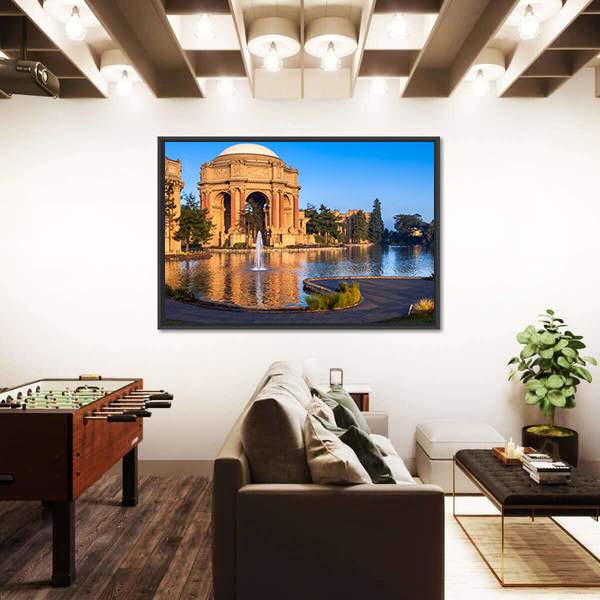 Palace Of Fine Arts With Lagoon And Fountain Canvas Wall Art-5 Horizontal-Gallery Wrap-22" x 12"-Tiaracle
