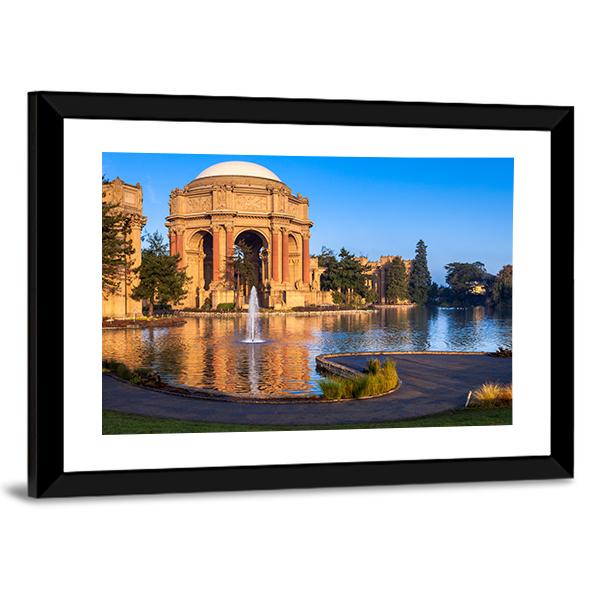 Palace Of Fine Arts With Lagoon And Fountain Canvas Wall Art-5 Horizontal-Gallery Wrap-22" x 12"-Tiaracle