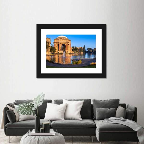 Palace Of Fine Arts With Lagoon And Fountain Canvas Wall Art-5 Horizontal-Gallery Wrap-22" x 12"-Tiaracle
