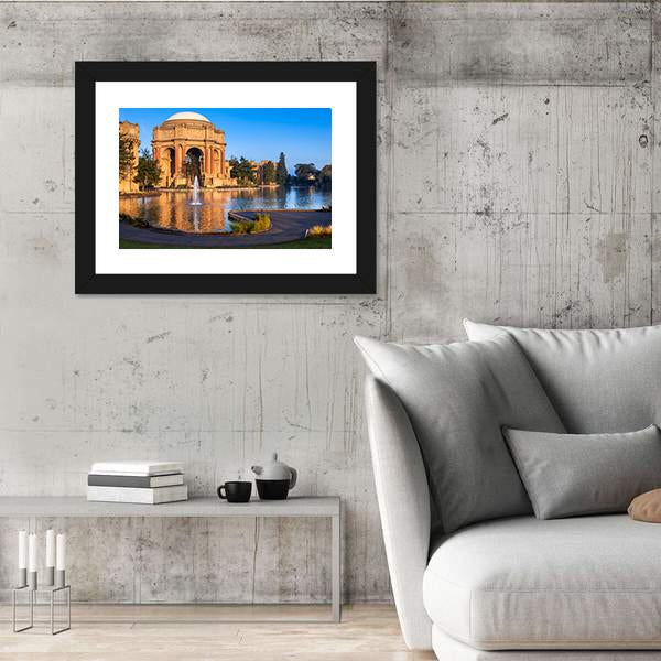 Palace Of Fine Arts With Lagoon And Fountain Canvas Wall Art-5 Horizontal-Gallery Wrap-22" x 12"-Tiaracle