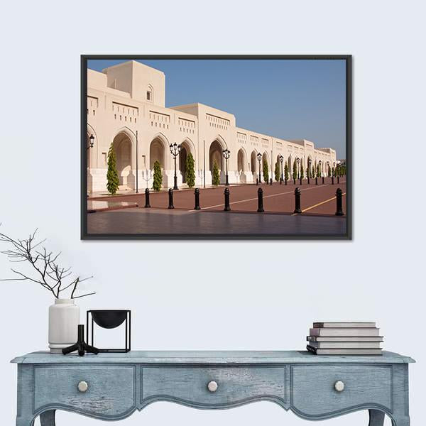 Palace Of Sultan Qaboosh In Muscat Canvas Wall Art-1 Piece-Floating Frame-24" x 16"-Tiaracle