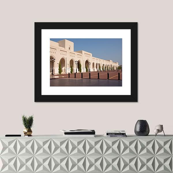 Palace Of Sultan Qaboosh In Muscat Canvas Wall Art-1 Piece-Framed Print-20" x 16"-Tiaracle