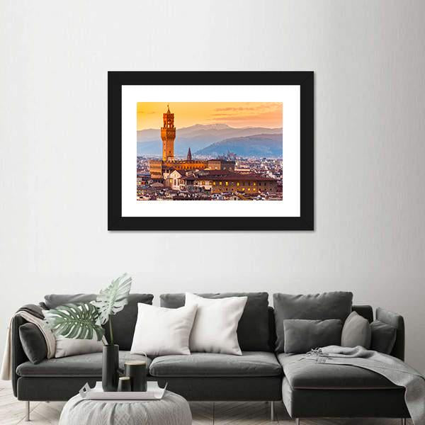 Palazzo Vecchio In Florence Canvas Wall Art-1 Piece-Framed Print-20" x 16"-Tiaracle