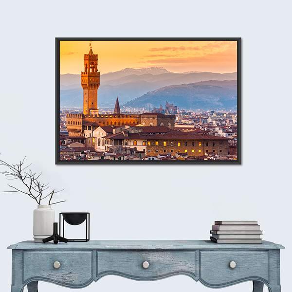 Palazzo Vecchio In Florence Canvas Wall Art-3 Horizontal-Gallery Wrap-25" x 16"-Tiaracle