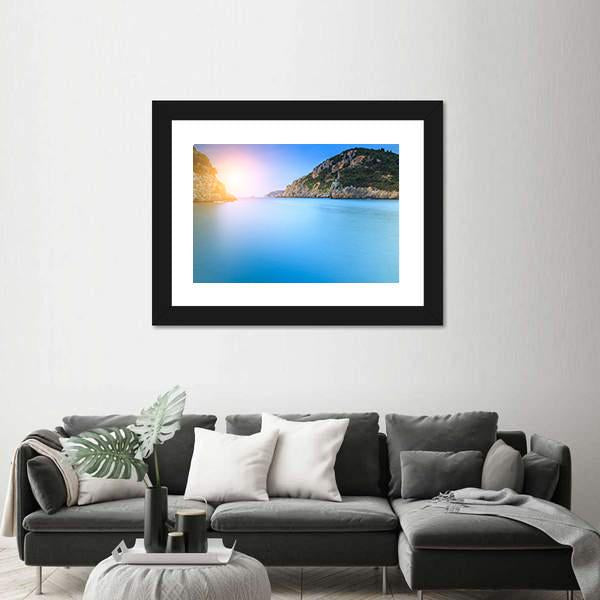 Paleokastritsa Famous Sand Beach Canvas Wall Art-1 Piece-Framed Print-20" x 16"-Tiaracle