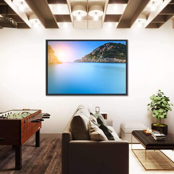 Paleokastritsa Famous Sand Beach Canvas Wall Art-3 Horizontal-Gallery Wrap-25" x 16"-Tiaracle