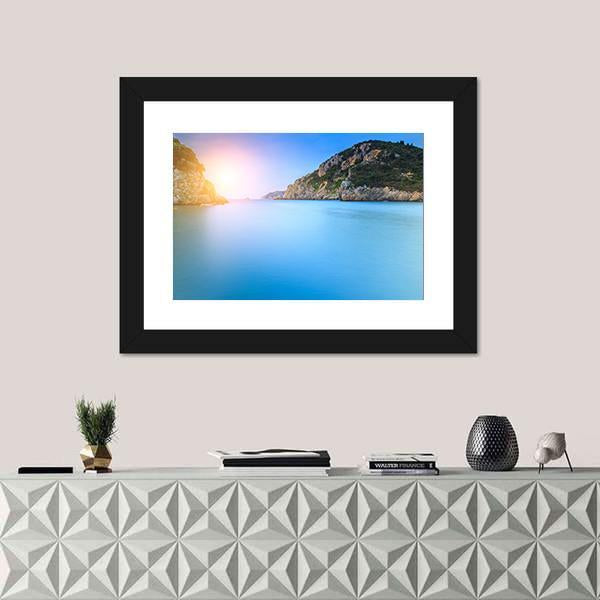Paleokastritsa Famous Sand Beach Canvas Wall Art-3 Horizontal-Gallery Wrap-25" x 16"-Tiaracle