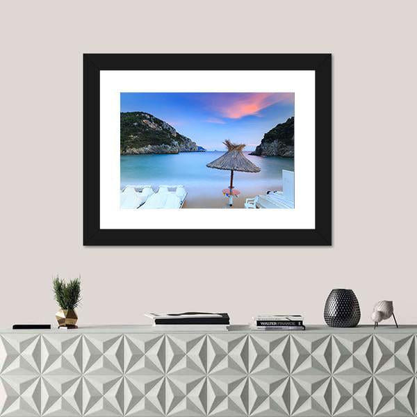 Paleokastritsa Sand Beach Canvas Wall Art-3 Horizontal-Gallery Wrap-25" x 16"-Tiaracle