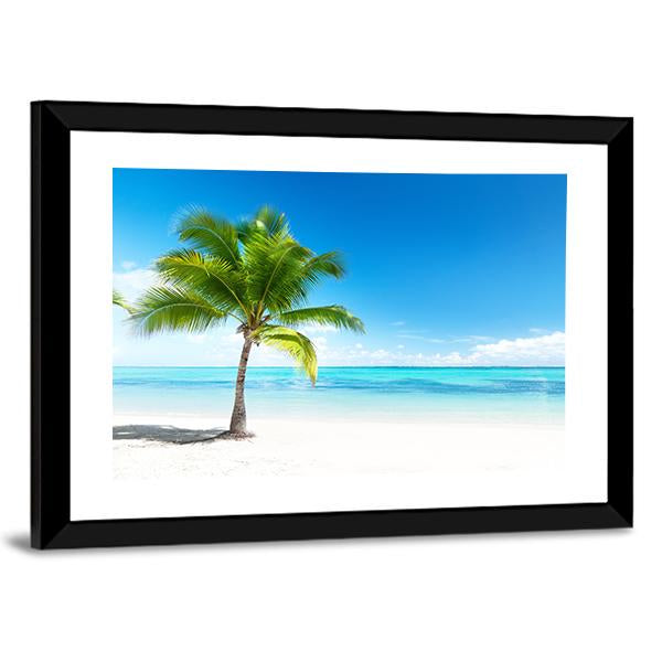 Palm Tree On beach Canvas Wall Art-3 Horizontal-Gallery Wrap-25" x 16"-Tiaracle