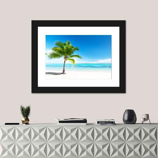 Palm Tree On beach Canvas Wall Art-3 Horizontal-Gallery Wrap-25" x 16"-Tiaracle