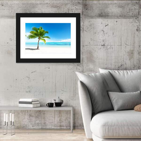 Palm Tree On beach Canvas Wall Art-3 Horizontal-Gallery Wrap-25" x 16"-Tiaracle