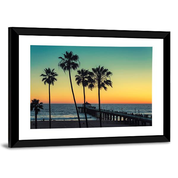 Palm Trees At California Beach Canvas Wall Art-3 Horizontal-Gallery Wrap-25&quot; x 16&quot;-Tiaracle