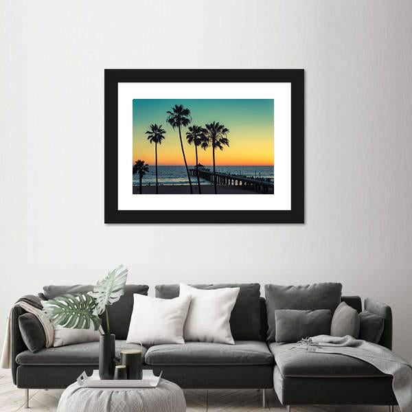 Palm Trees At California Beach Canvas Wall Art-3 Horizontal-Gallery Wrap-25&quot; x 16&quot;-Tiaracle