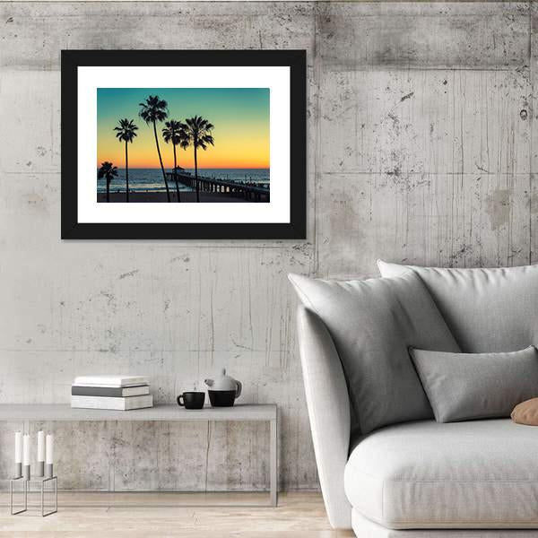 Palm Trees At California Beach Canvas Wall Art-3 Horizontal-Gallery Wrap-25&quot; x 16&quot;-Tiaracle