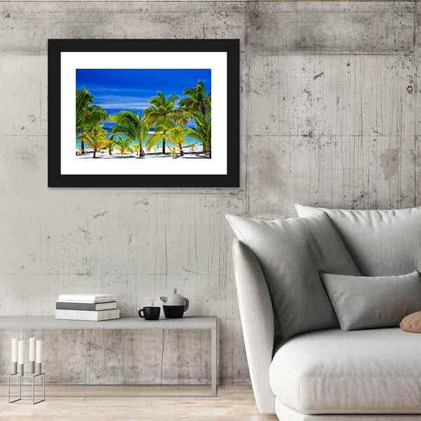 Palm Trees On A Tropical Beach Canvas Wall Art-3 Horizontal-Gallery Wrap-25" x 16"-Tiaracle