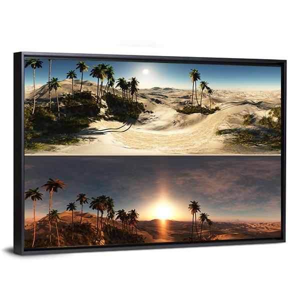 Palms In Desert Canvas Wall Art-1 Piece-Floating Frame-24" x 16"-Tiaracle