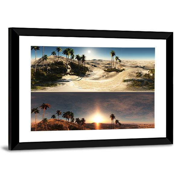 Palms In Desert Canvas Wall Art-1 Piece-Framed Print-20" x 16"-Tiaracle