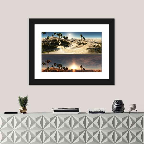 Palms In Desert Canvas Wall Art-3 Horizontal-Gallery Wrap-25" x 16"-Tiaracle
