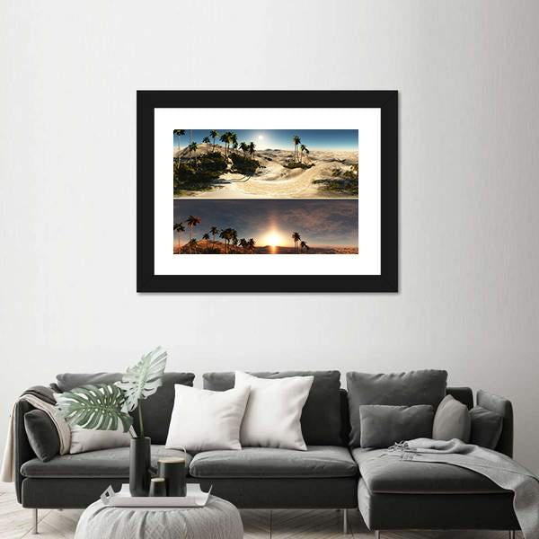 Palms In Desert Canvas Wall Art-3 Horizontal-Gallery Wrap-25" x 16"-Tiaracle