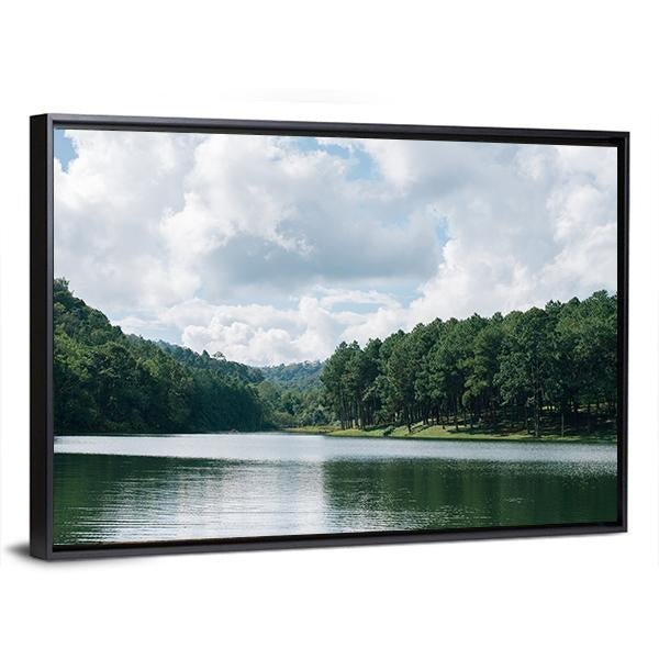 Pang Ung Lake In Maehongson Canvas Wall Art-3 Horizontal-Gallery Wrap-25" x 16"-Tiaracle