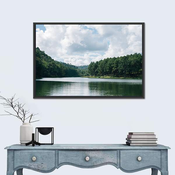 Pang Ung Lake In Maehongson Canvas Wall Art-3 Horizontal-Gallery Wrap-25" x 16"-Tiaracle