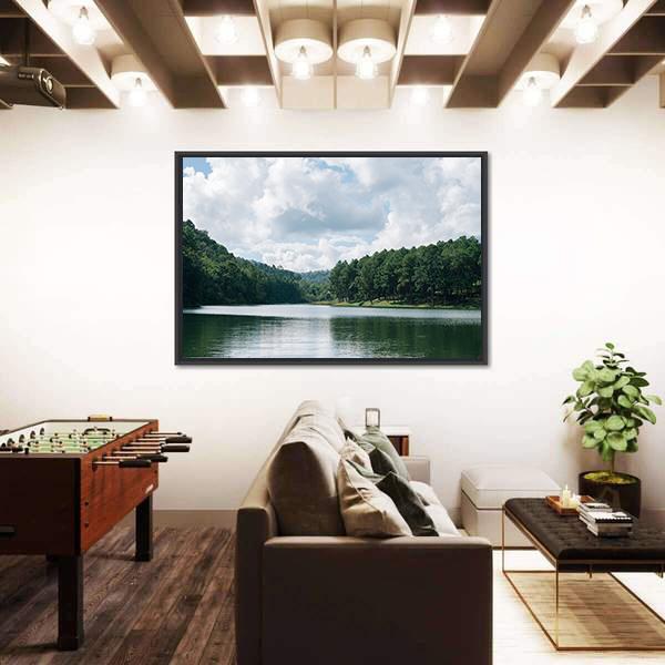Pang Ung Lake In Maehongson Canvas Wall Art-3 Horizontal-Gallery Wrap-25" x 16"-Tiaracle