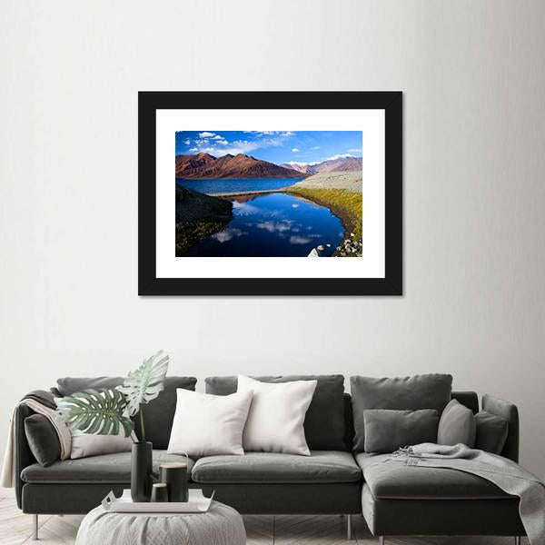 Pangong Lake In Ladakh Canvas Wall Art-1 Piece-Framed Print-20" x 16"-Tiaracle