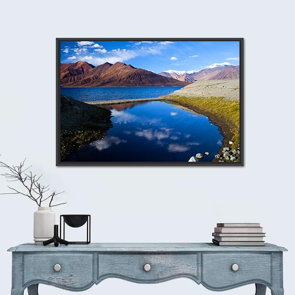 Pangong Lake In Ladakh Canvas Wall Art-5 Horizontal-Gallery Wrap-22" x 12"-Tiaracle