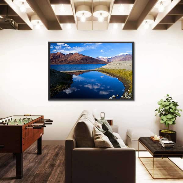 Pangong Lake In Ladakh Canvas Wall Art-5 Horizontal-Gallery Wrap-22" x 12"-Tiaracle