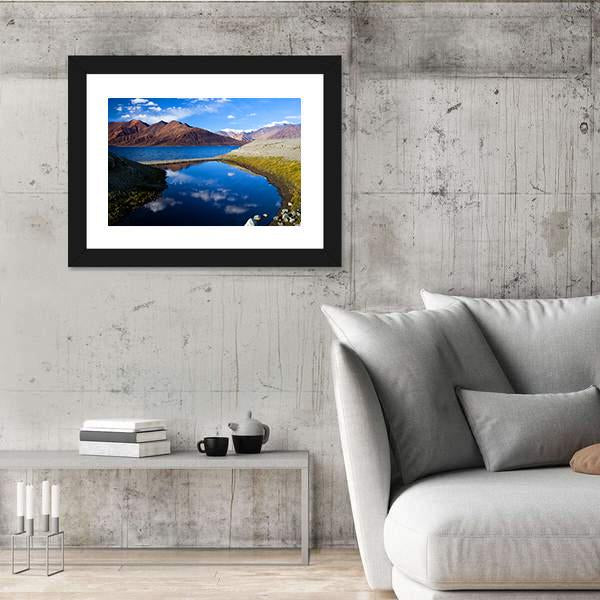 Pangong Lake In Ladakh Canvas Wall Art-5 Horizontal-Gallery Wrap-22" x 12"-Tiaracle