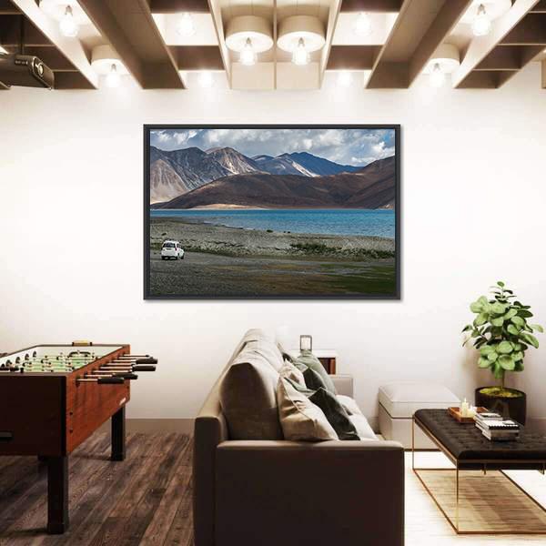 Pangong Lake India Panoramic Canvas Wall Art-1 Piece-36" x 12"-Tiaracle