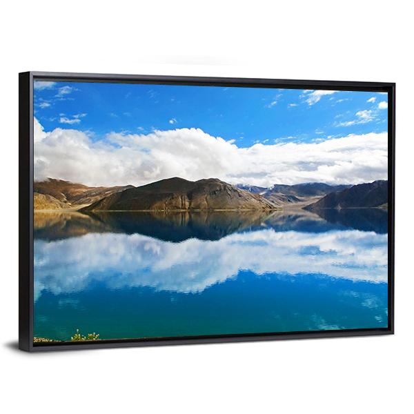 Pangong Tso Lake Canvas Wall Art-1 Piece-Floating Frame-24" x 16"-Tiaracle