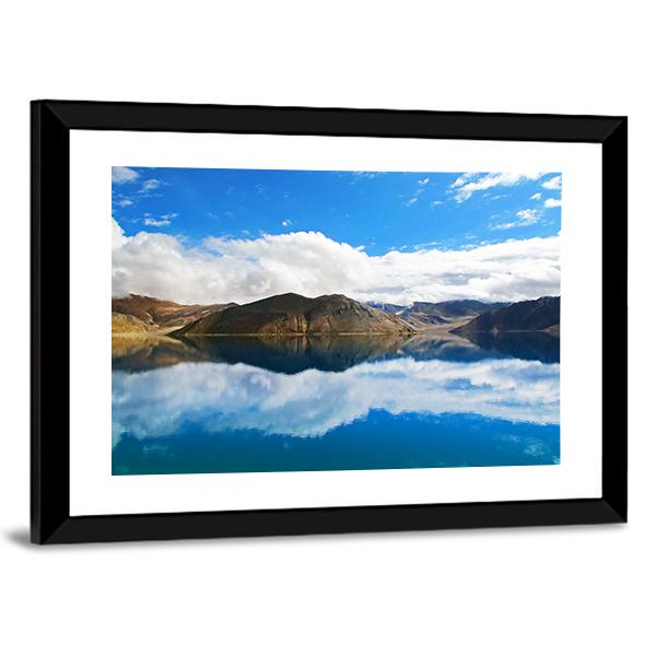 Pangong Tso Lake Canvas Wall Art-1 Piece-Framed Print-20" x 16"-Tiaracle