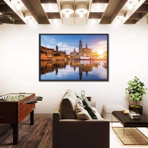 Panorama At Elbe River Canvas Wall Art-5 Horizontal-Gallery Wrap-22" x 12"-Tiaracle