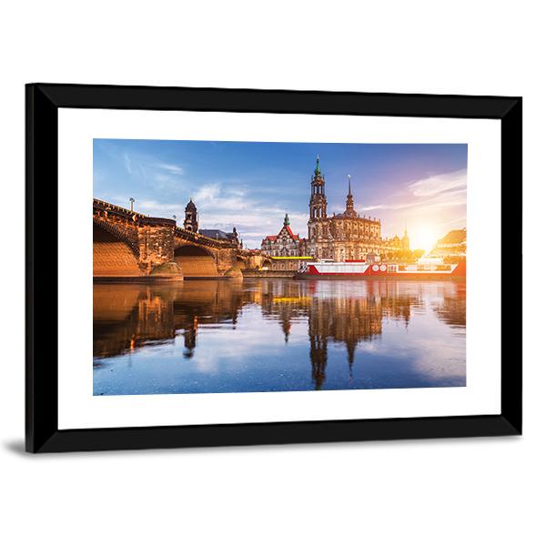 Panorama At Elbe River Canvas Wall Art-5 Horizontal-Gallery Wrap-22" x 12"-Tiaracle