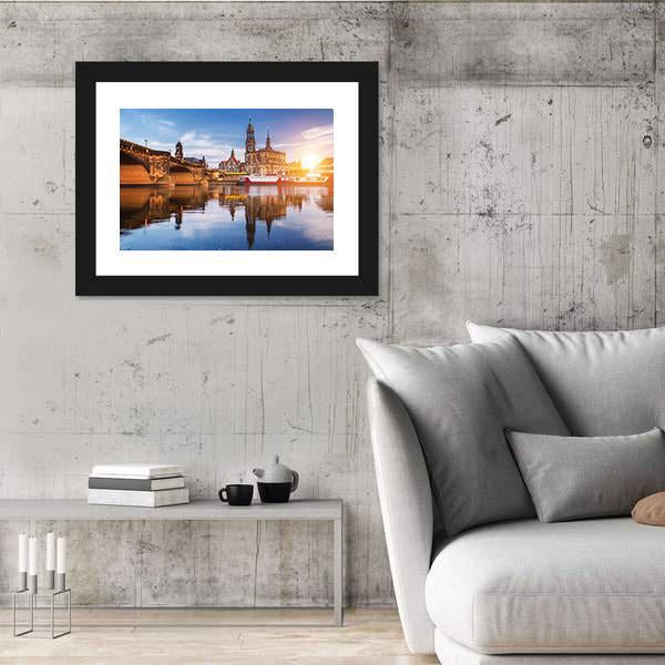 Panorama At Elbe River Canvas Wall Art-5 Horizontal-Gallery Wrap-22" x 12"-Tiaracle