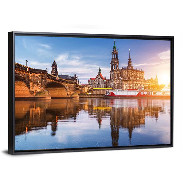 Panorama At Elbe River Canvas Wall Art-5 Horizontal-Gallery Wrap-22" x 12"-Tiaracle