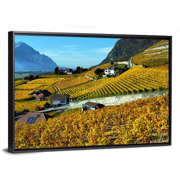 Panorama Of Autumn Vineyards Canvas Wall Art-3 Horizontal-Gallery Wrap-25" x 16"-Tiaracle