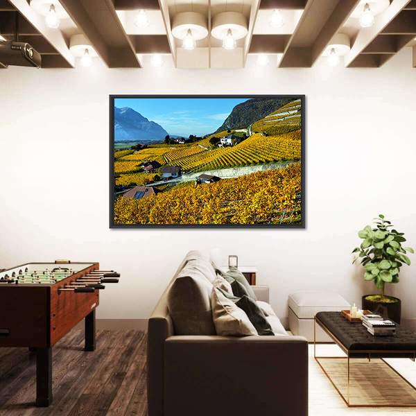 Panorama Of Autumn Vineyards Canvas Wall Art-3 Horizontal-Gallery Wrap-25" x 16"-Tiaracle