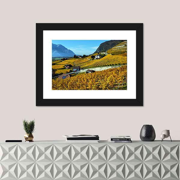 Panorama Of Autumn Vineyards Canvas Wall Art-3 Horizontal-Gallery Wrap-25" x 16"-Tiaracle