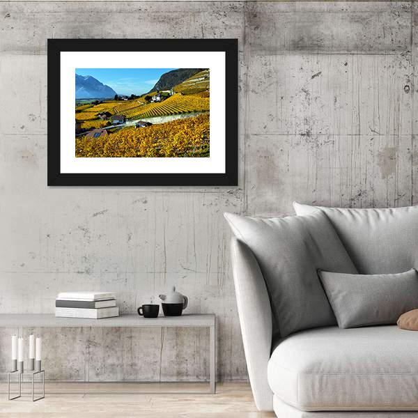 Panorama Of Autumn Vineyards Canvas Wall Art-3 Horizontal-Gallery Wrap-25" x 16"-Tiaracle